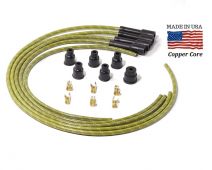 Premium Spark plug wire set - Green Cloth Braided USA Made Copper Core